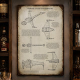A/SF-01 B-wing Starfighter Blueprint Vintage Metal Sign - Vintage Home Decor Gifts for Fans