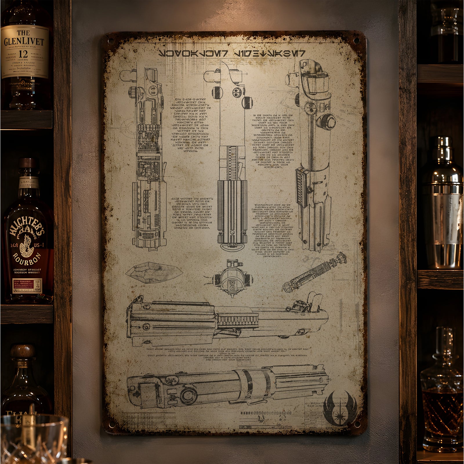 Skywalker Lightsaber Blueprint Vintage Metal Sign - Vintage Home Decor Gifts for Fans