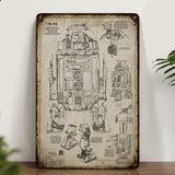 R2-D2 Blueprint Vintage Metal Sign - Vintage Home Decor Gifts for Fans