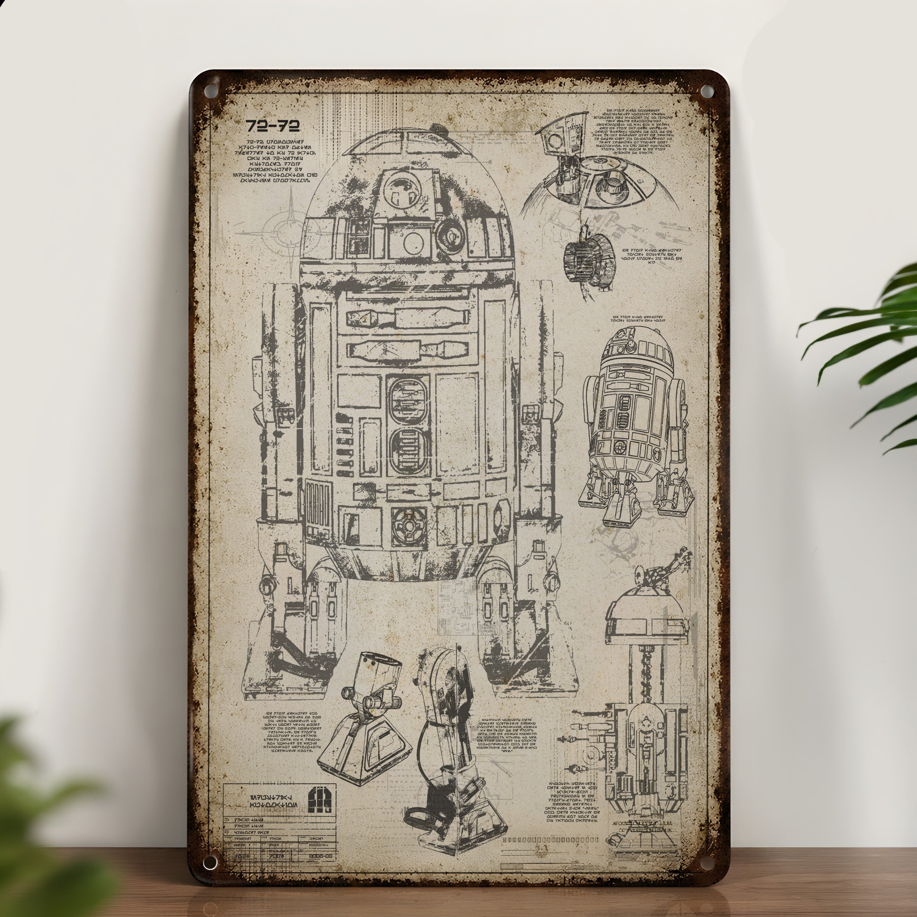 R2-D2 Blueprint Vintage Metal Sign - Vintage Home Decor Gifts for Fans
