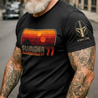 Summer Of '77 With Custom Name in Aurebesh/Mando'a Sleeve Printed Shirt - Personalized Shirt and Sleeve