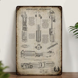 Skywalker Lightsaber Blueprint Vintage Metal Sign - Vintage Home Decor Gifts for Fans