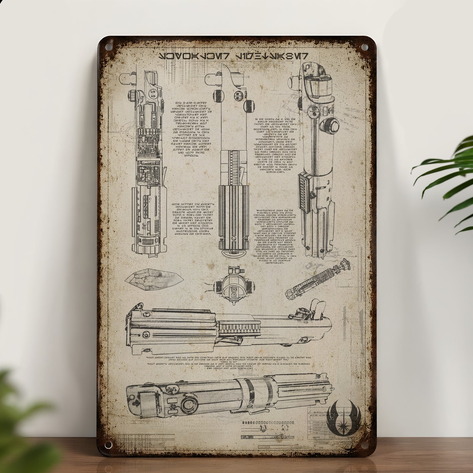 Skywalker Lightsaber Blueprint Vintage Metal Sign - Vintage Home Decor Gifts for Fans