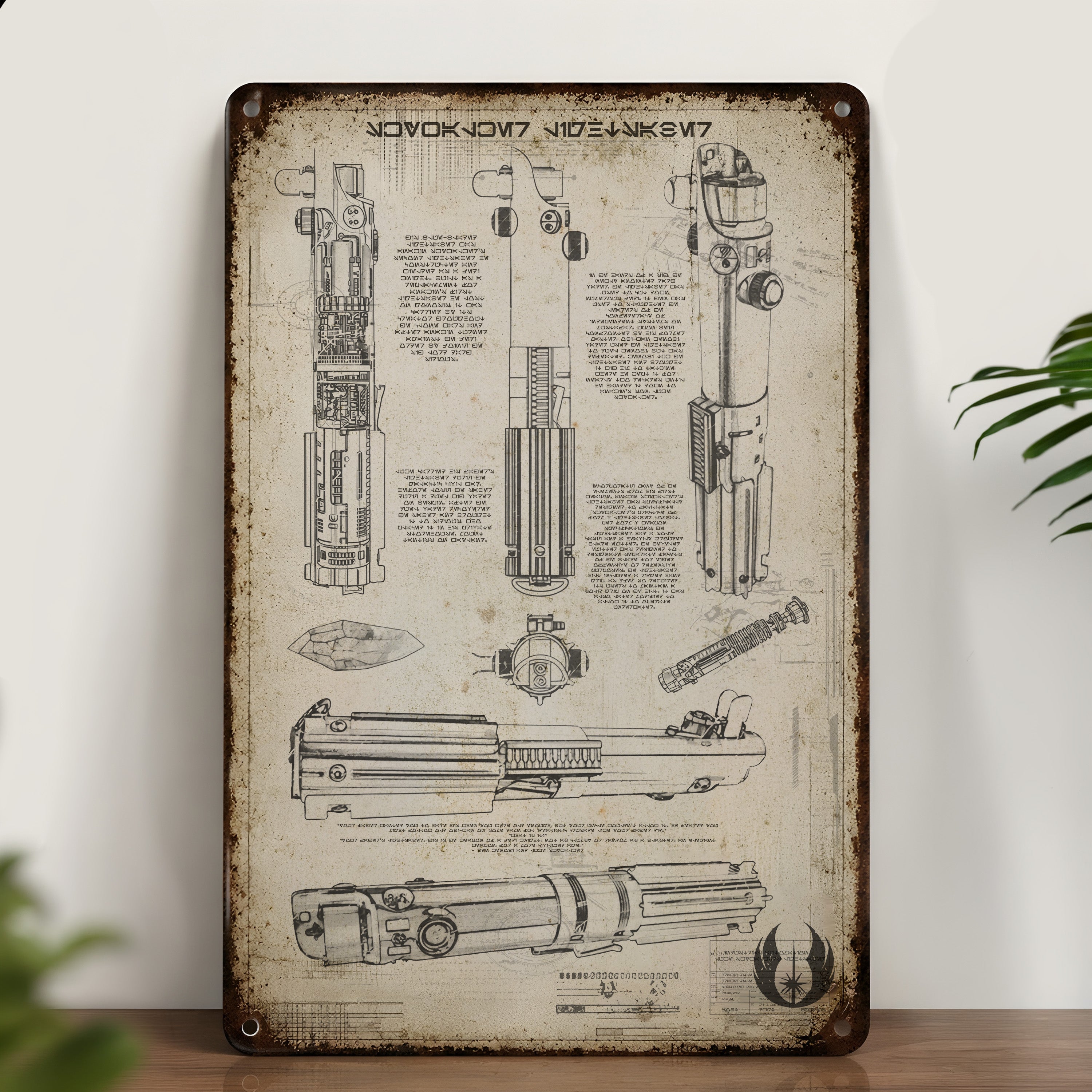 Skywalker Lightsaber Blueprint Vintage Metal Sign - Vintage Home Decor Gifts for Fans