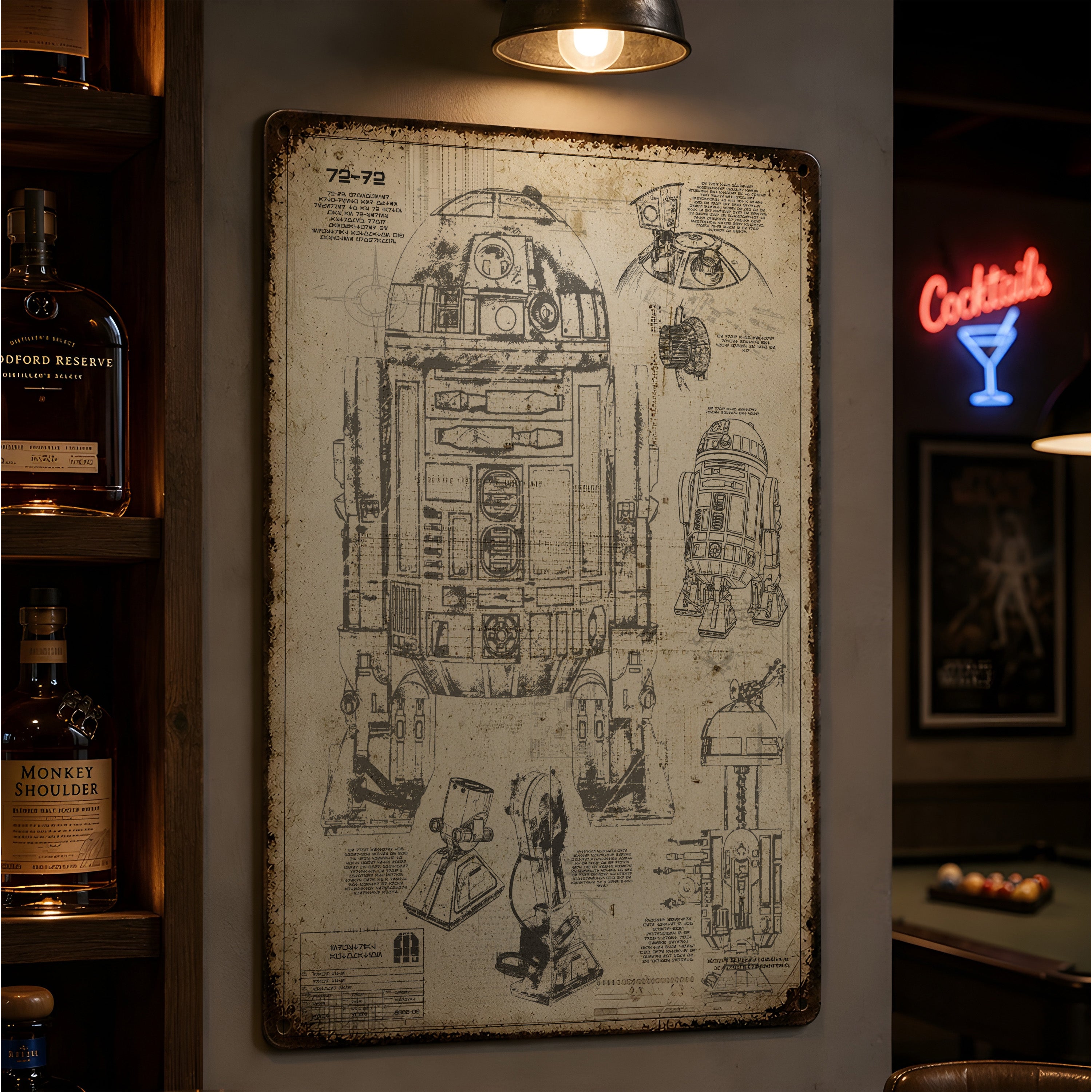 R2-D2 Blueprint Vintage Metal Sign - Vintage Home Decor Gifts for Fans