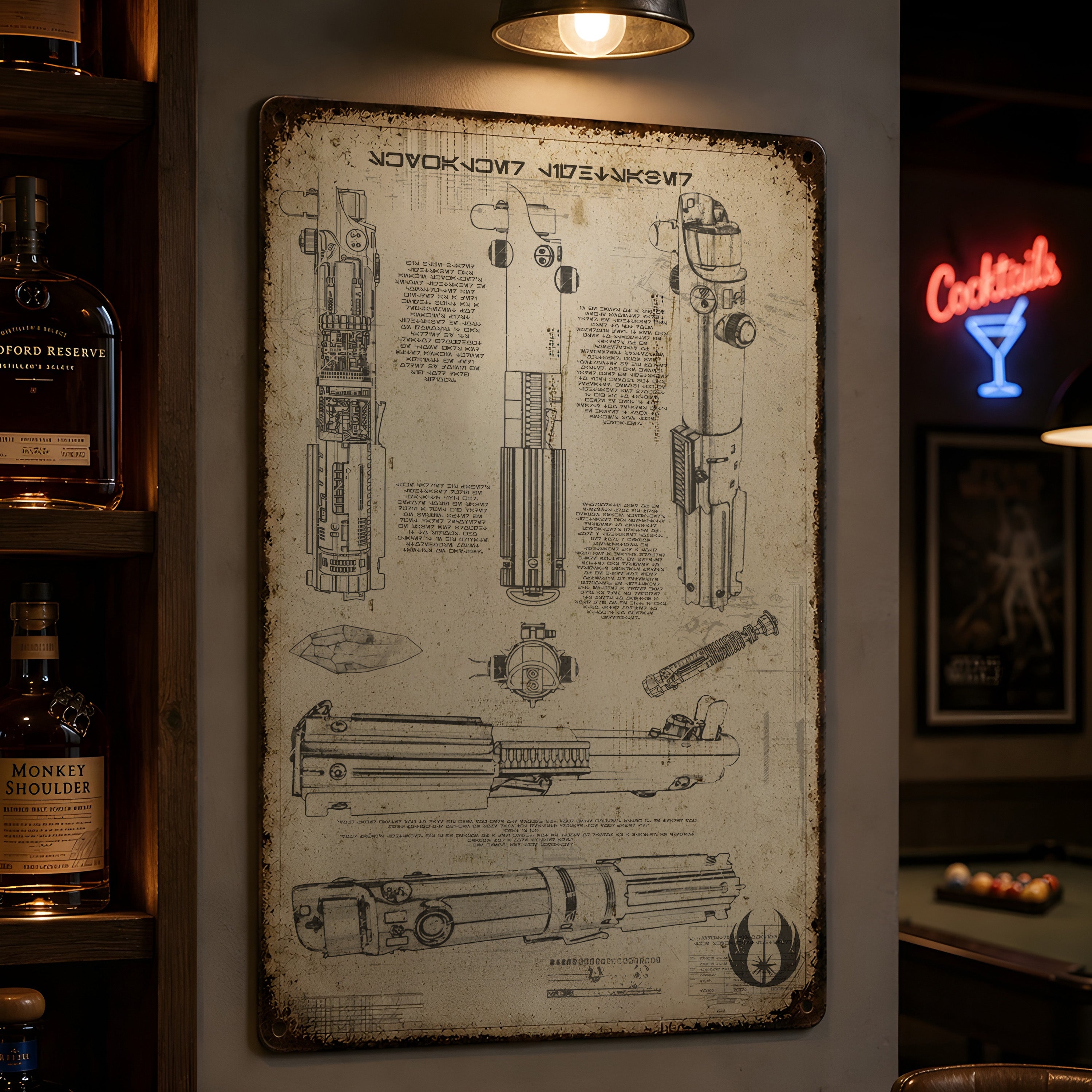 Skywalker Lightsaber Blueprint Vintage Metal Sign - Vintage Home Decor Gifts for Fans