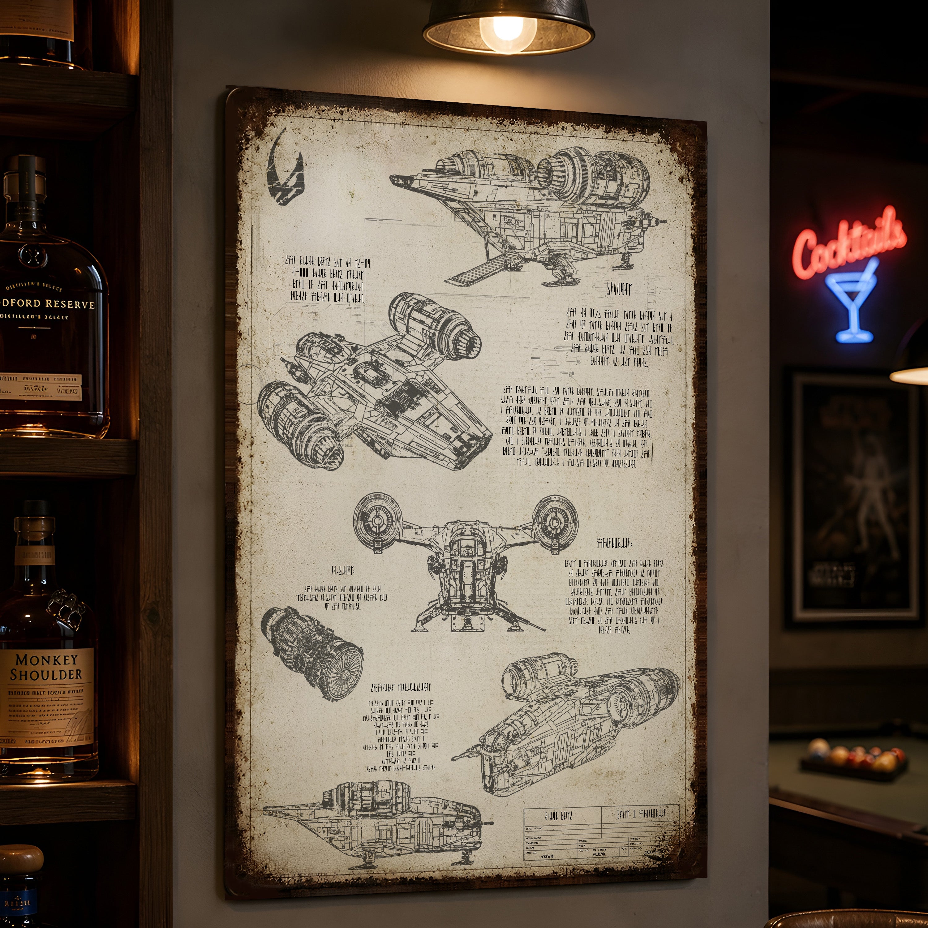 Razor Crest Blueprint Vintage Metal Sign - Vintage Home Decor Gifts for Fans