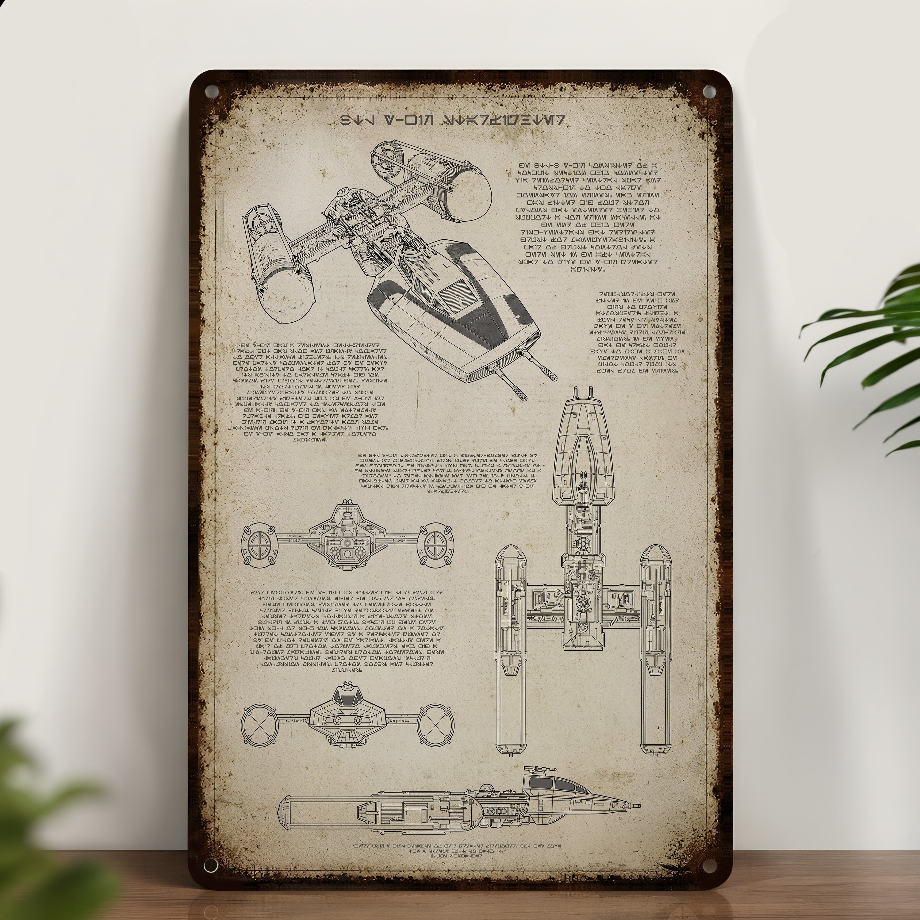 BTL Y-Wing Starfighter Blueprint Vintage Metal Sign - Vintage Home Decor Gifts for Fans