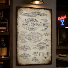 USS Voyager - NCC-74656 Blueprint Vintage Metal Sign - Vintage Home Decor Gifts for Fans