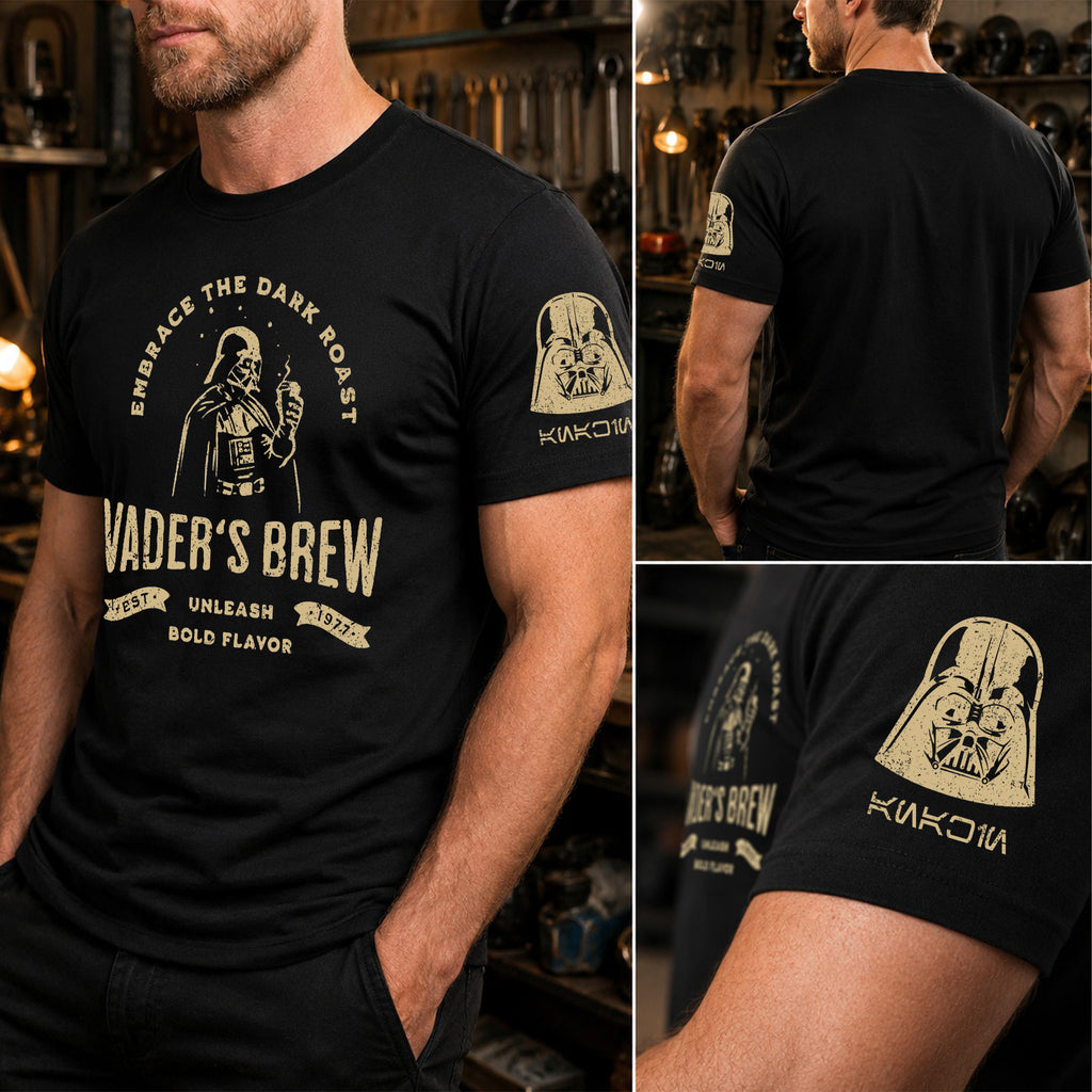 Vader's Brew With Custom Name in Aurebesh/Mando'a Sleeve Printed Shirt - Personalized Shirt and Sleeve
