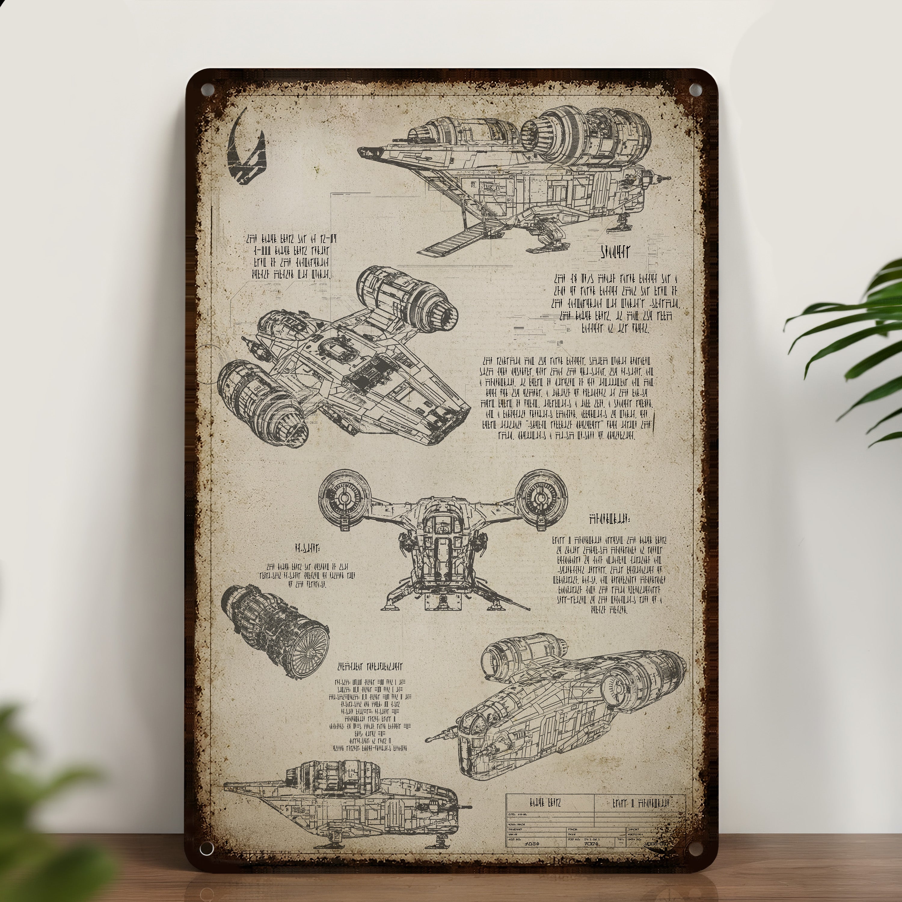 Razor Crest Blueprint Vintage Metal Sign - Vintage Home Decor Gifts for Fans