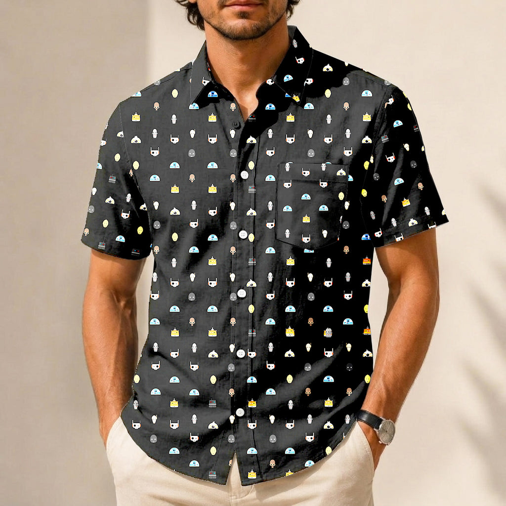 Galactic Droid Registry Hawaiian Shirt with Pocket - Galactic Button Down Shirt