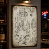 R2-D2 Blueprint Vintage Metal Sign - Vintage Home Decor Gifts for Fans