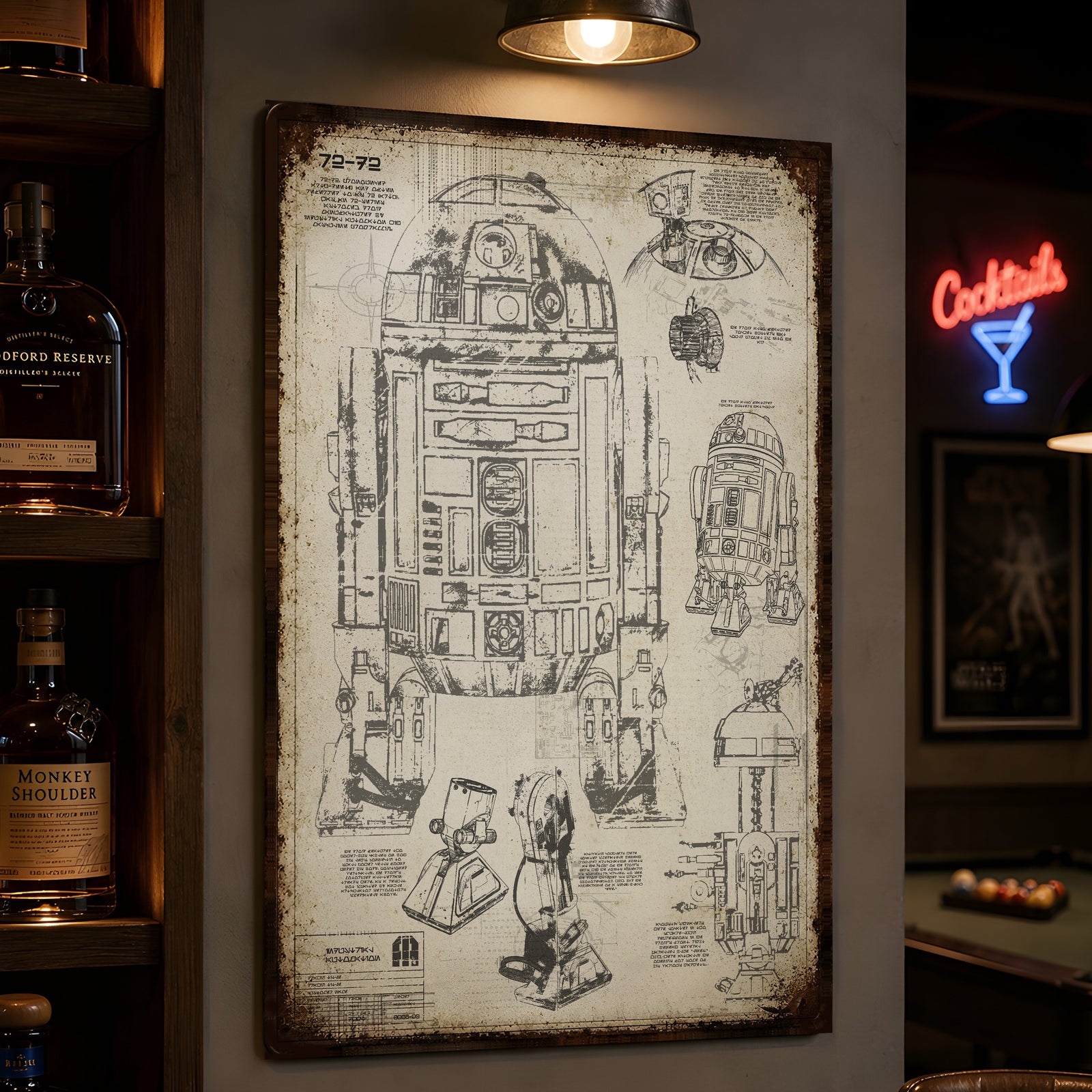 R2-D2 Blueprint Vintage Metal Sign - Vintage Home Decor Gifts for Fans