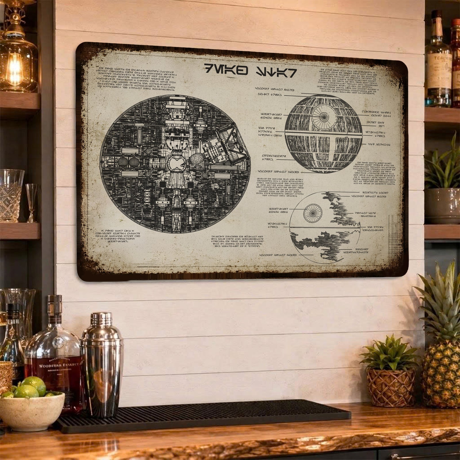Death Star Blueprint Vintage Metal Sign - Vintage Home Decor Gifts for Fans