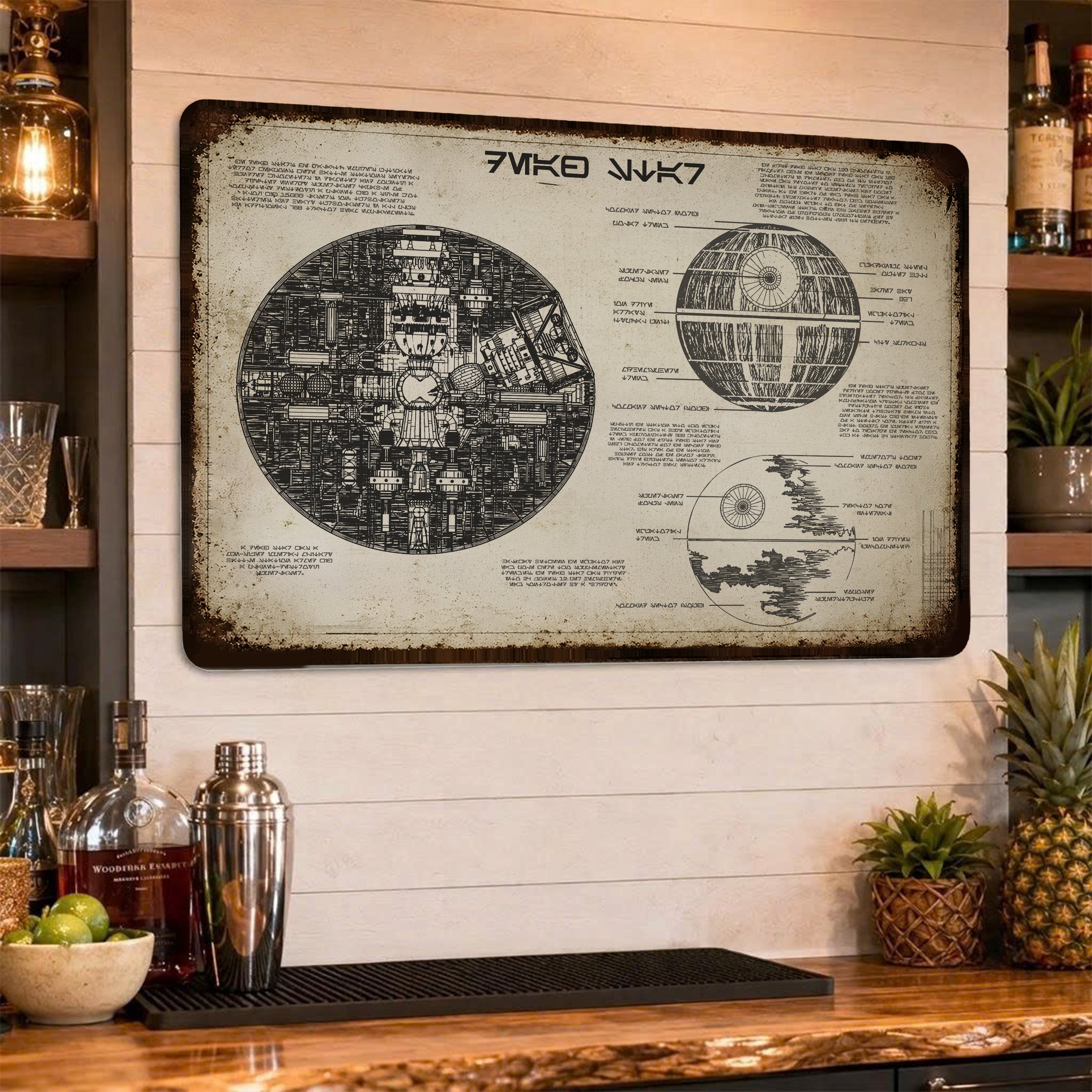 Death Star Blueprint Vintage Metal Sign - Vintage Home Decor Gifts for Fans