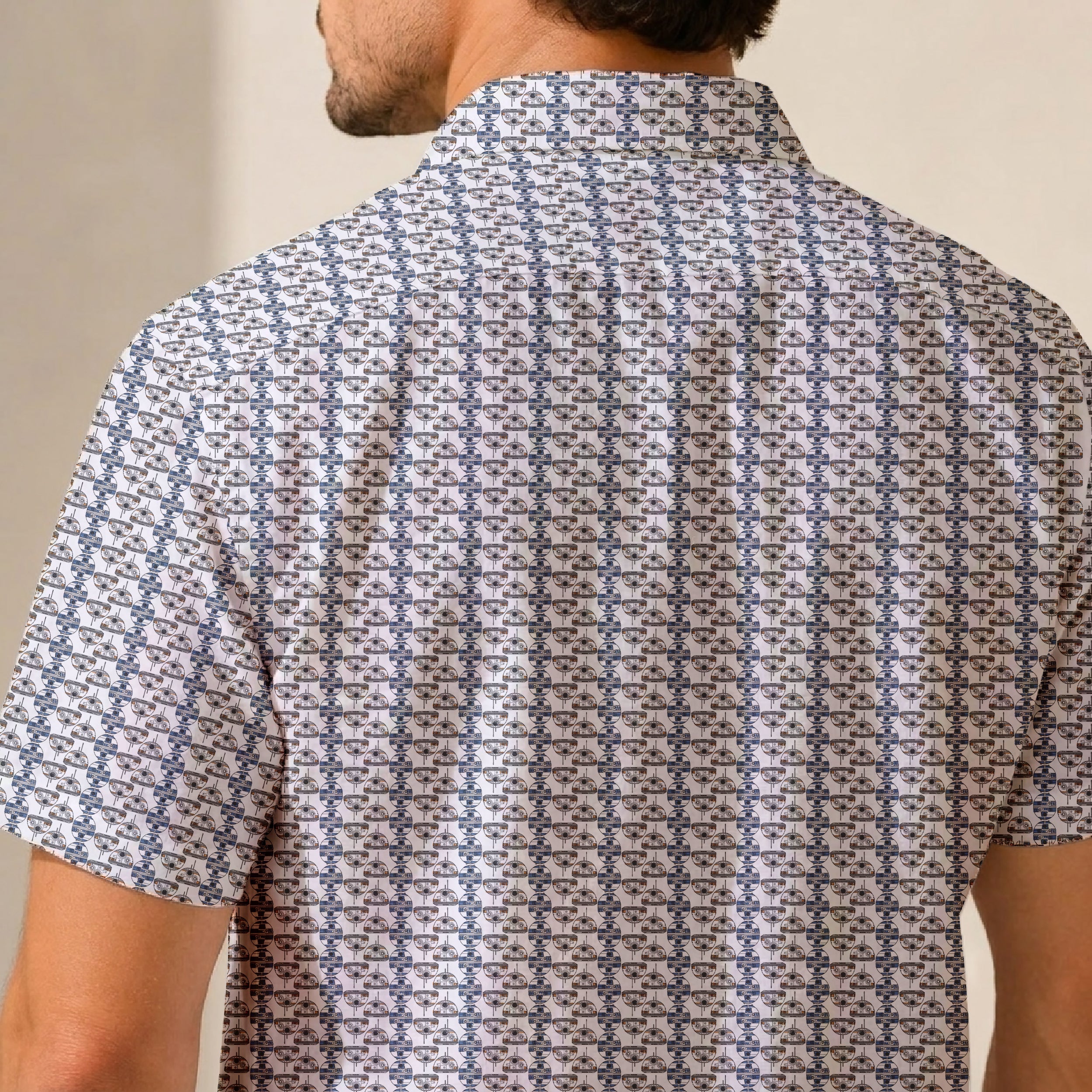 Star Wars R2-D2 BB-8 Head Pattern Hawaiian Shirt with Pocket - Star Wars Button Down Shirt