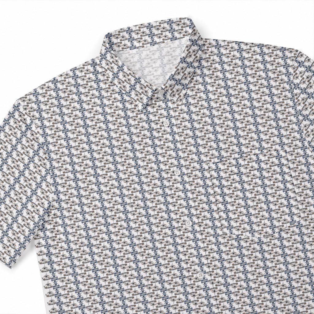 Star Wars R2-D2 BB-8 Head Pattern Hawaiian Shirt with Pocket - Star Wars Button Down Shirt
