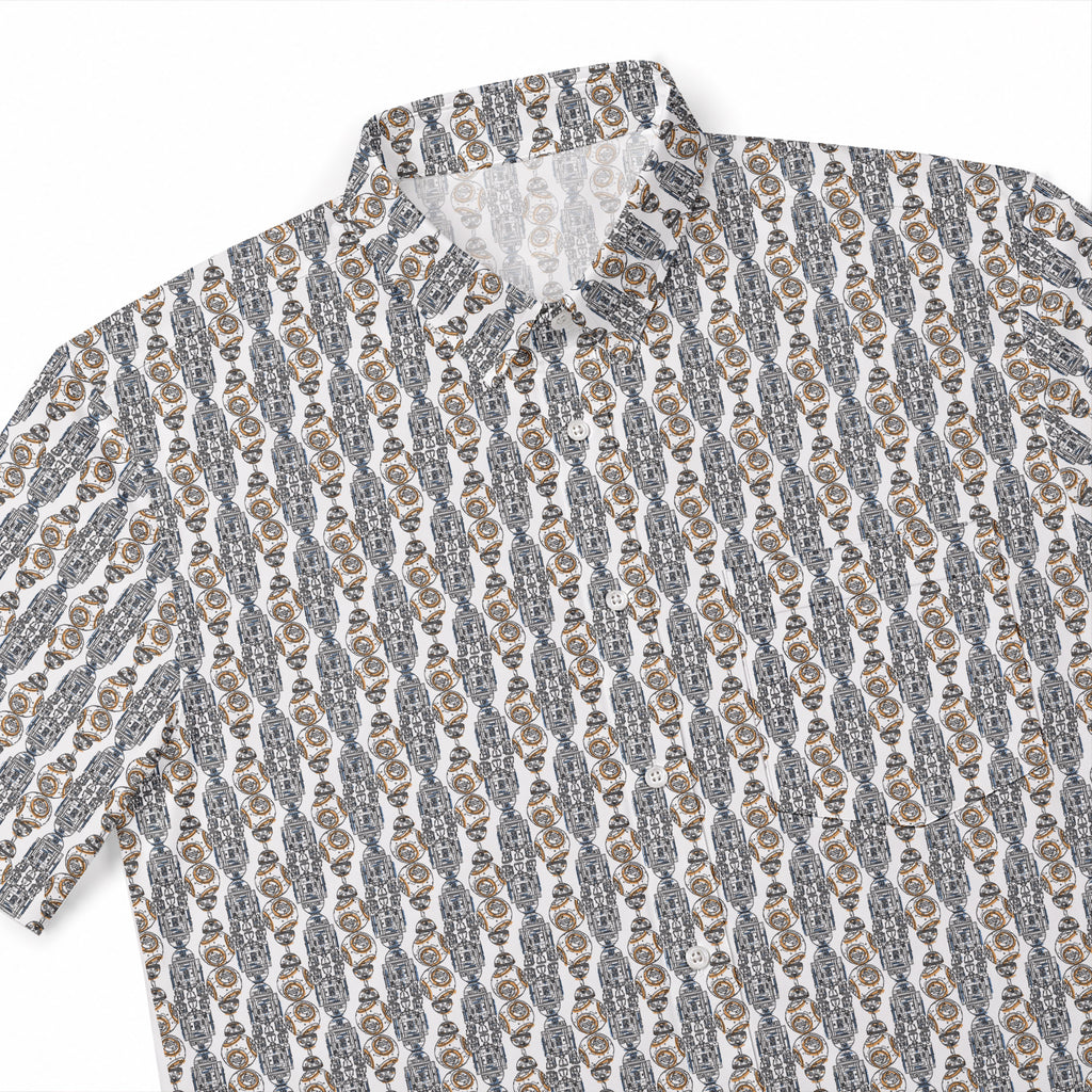 Galactic R2-D2 BB-8 Pattern Hawaiian Shirt with Pocket - Galactic Button Down Shirt