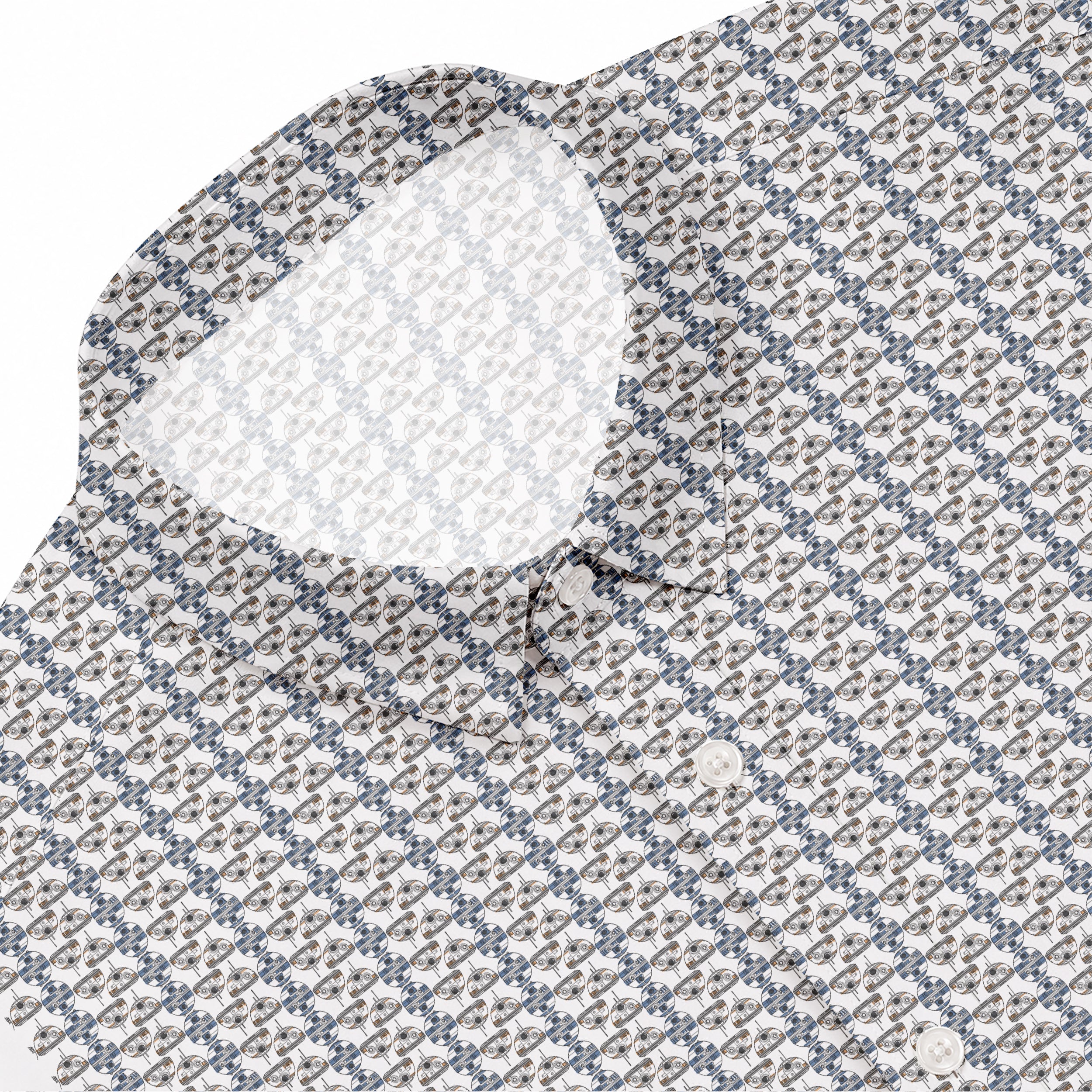 Star Wars R2-D2 BB-8 Head Pattern Hawaiian Shirt with Pocket - Star Wars Button Down Shirt