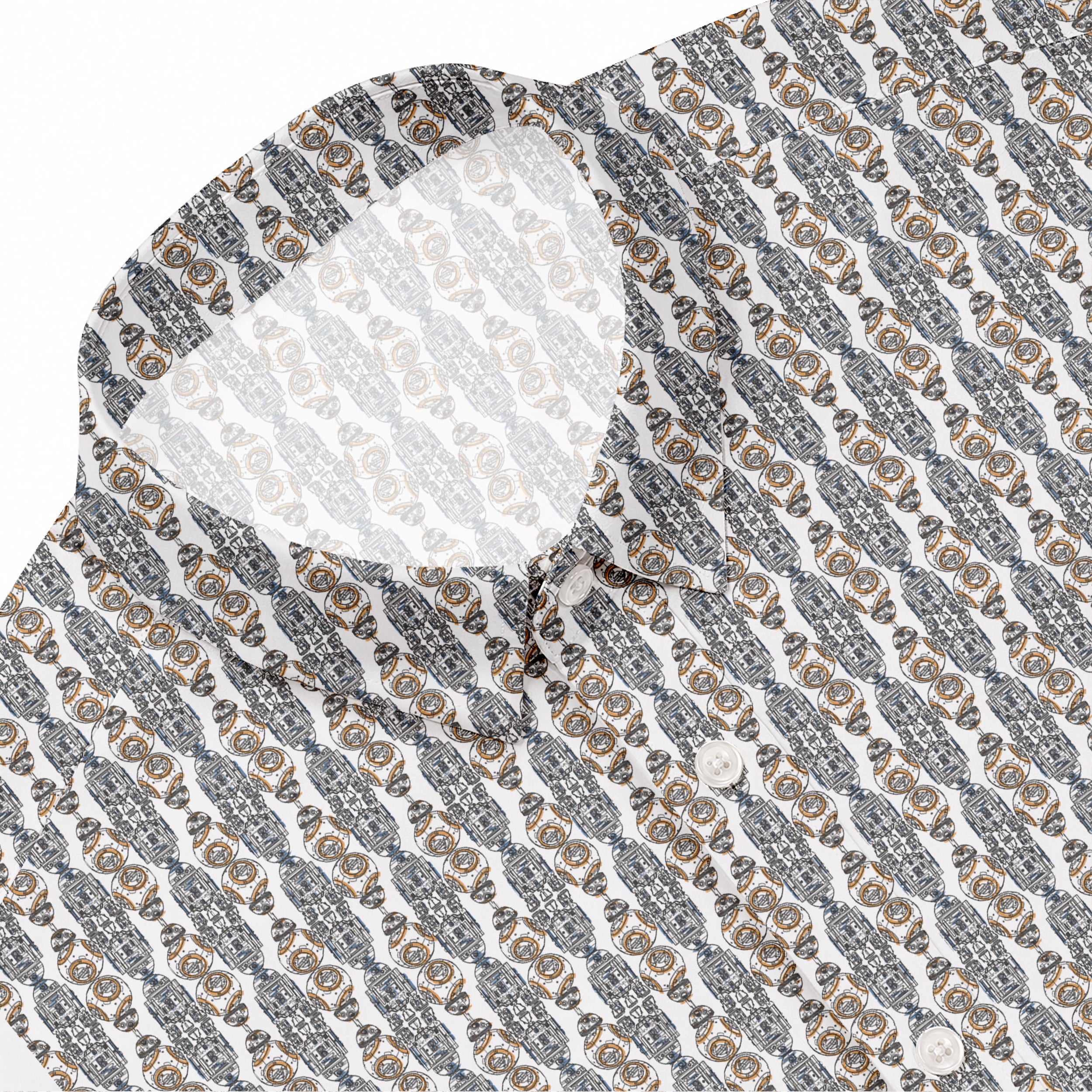 Galactic R2-D2 BB-8 Pattern Hawaiian Shirt with Pocket - Galactic Button Down Shirt