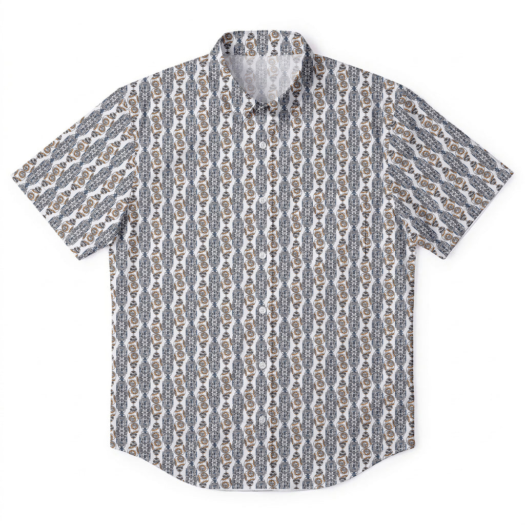 Galactic R2-D2 BB-8 Pattern Hawaiian Shirt with Pocket - Galactic Button Down Shirt