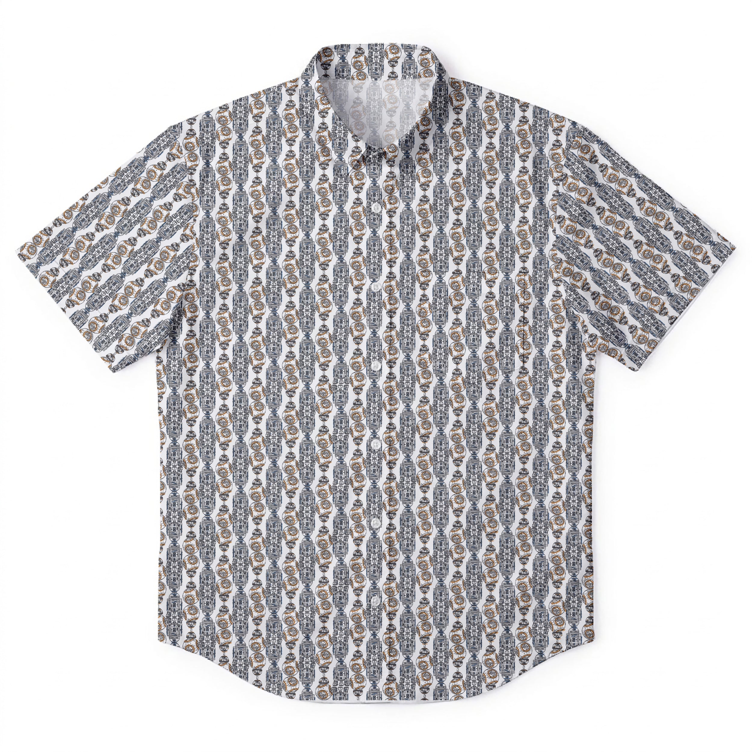 Galactic R2-D2 BB-8 Pattern Hawaiian Shirt with Pocket - Galactic Button Down Shirt