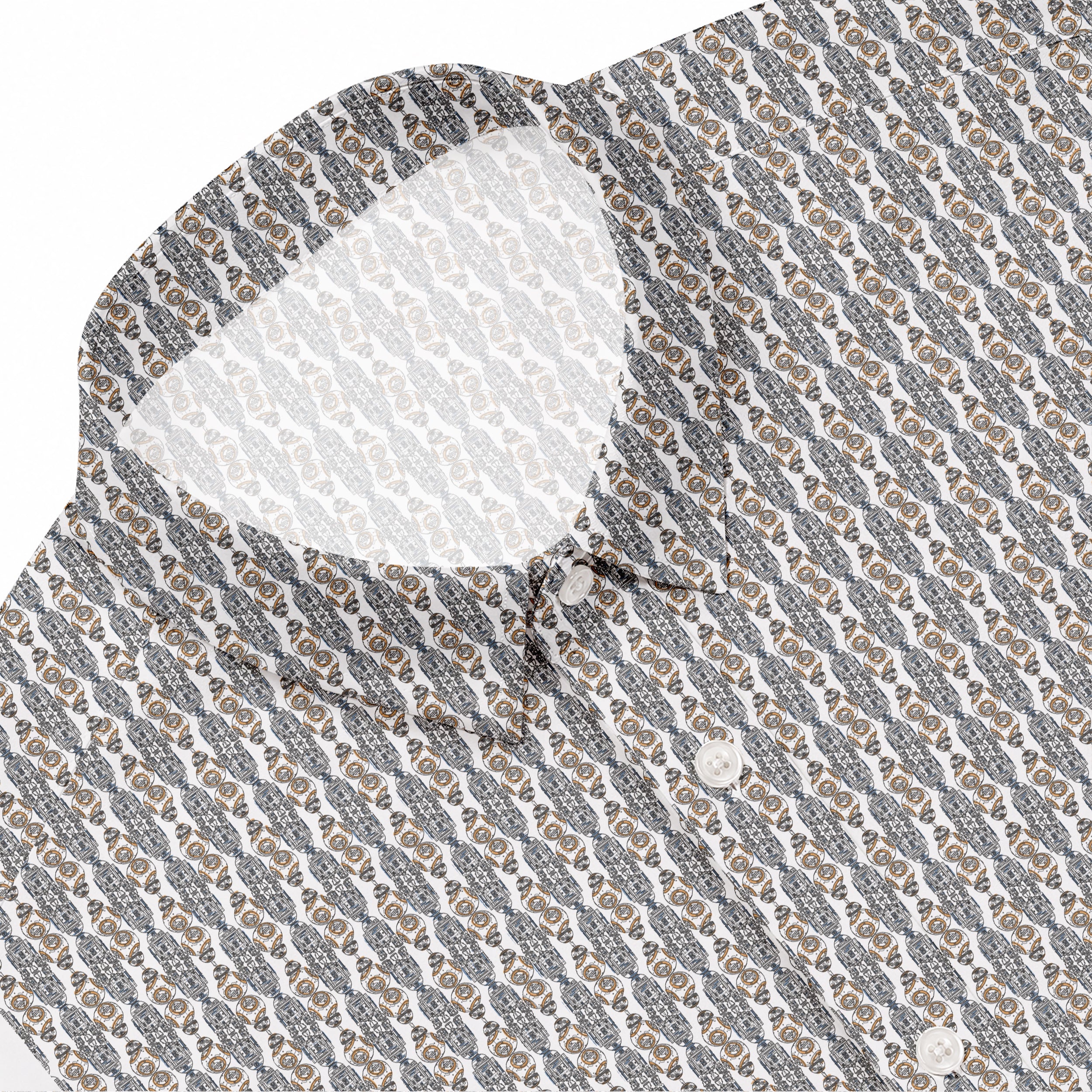Star Wars R2-D2 BB-8 Pattern Hawaiian Shirt with Pocket - Star Wars Button Down Shirt