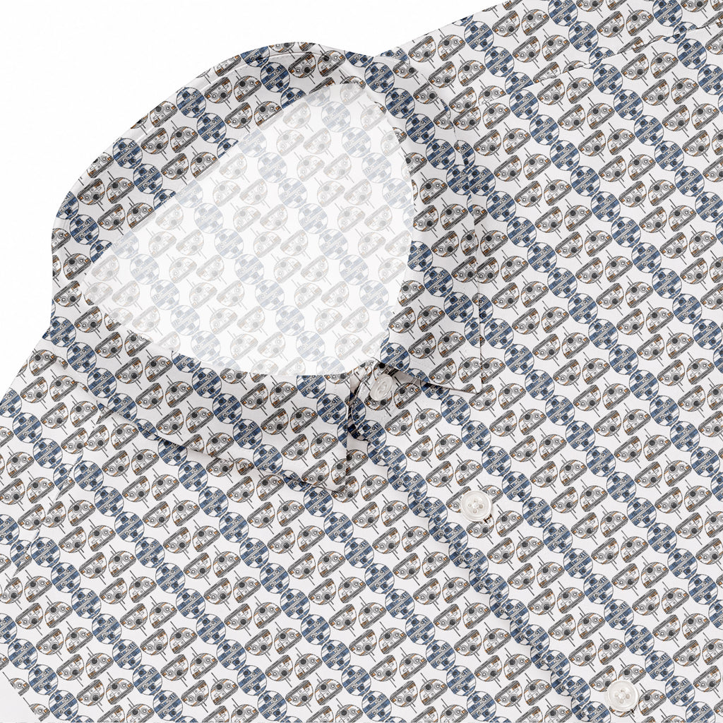 Galactic R2-D2 BB-8 Head Pattern Hawaiian Shirt with Pocket - Galactic Button Down Shirt