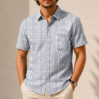 Galactic R2-D2 Pattern Hawaiian Shirt with Pocket - Galactic Button Down Shirt