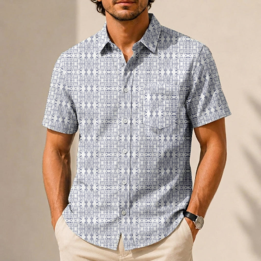 Star Wars R2-D2 Pattern Hawaiian Shirt with Pocket - Star Wars Button Down Shirt