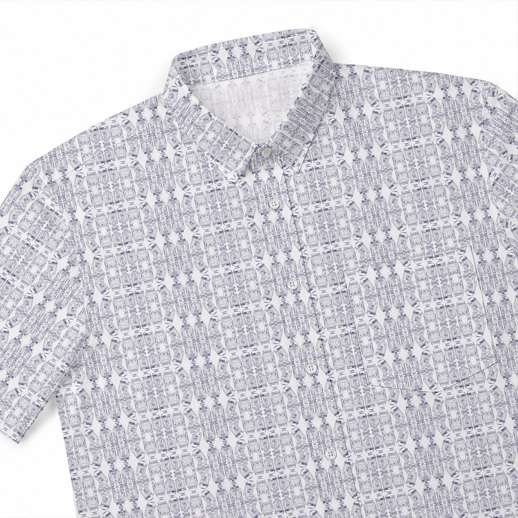 Star Wars R2-D2 Pattern Hawaiian Shirt with Pocket - Star Wars Button Down Shirt