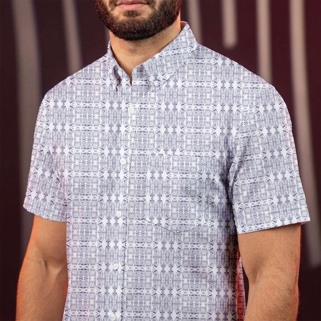 Star Wars R2-D2 Pattern Hawaiian Shirt with Pocket - Star Wars Button Down Shirt