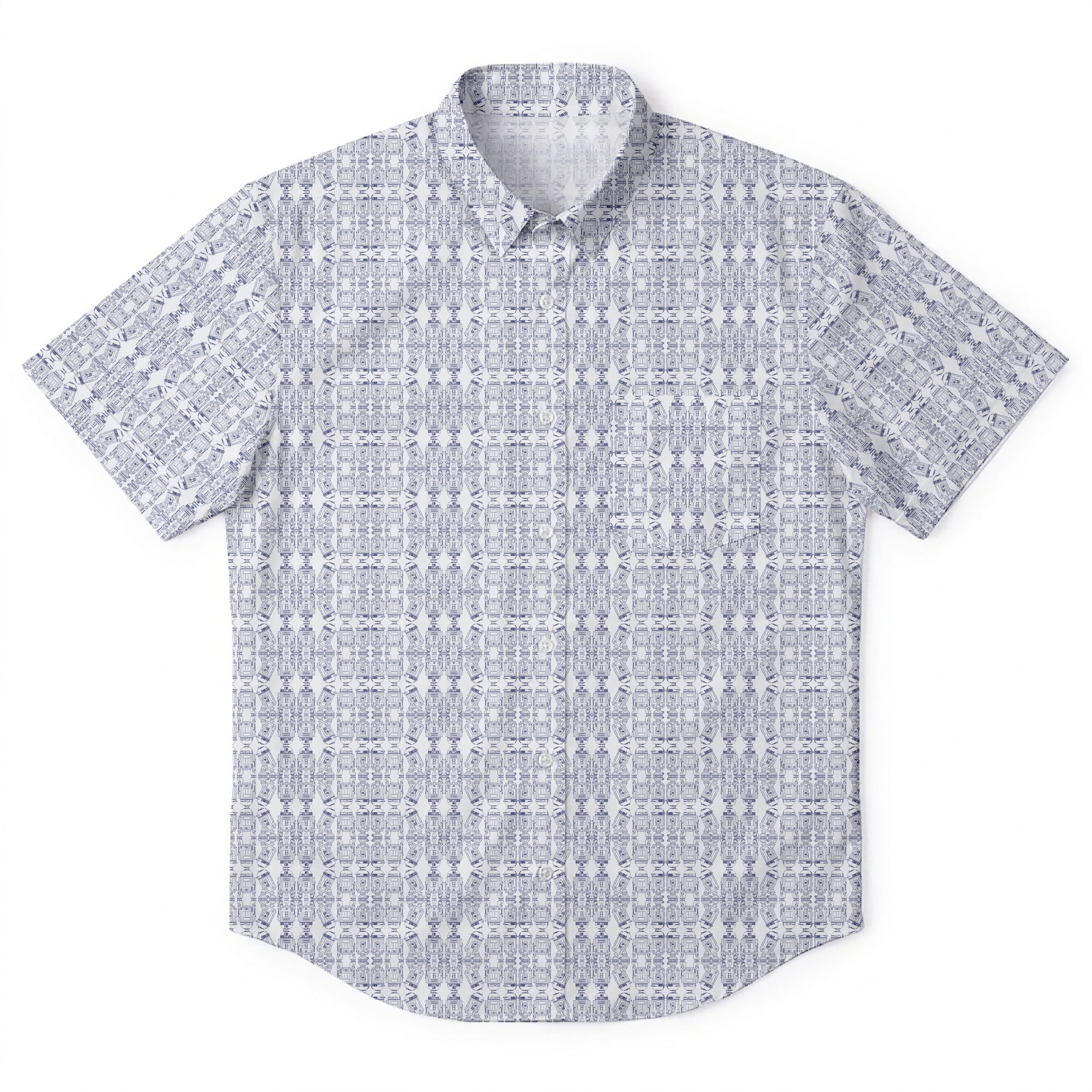Star Wars R2-D2 Pattern Hawaiian Shirt with Pocket - Star Wars Button Down Shirt
