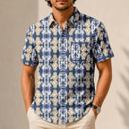 Galactic R2-D2 BB-8 Walking Pattern Hawaiian Shirt with Pocket - Galactic Button Down Shirt