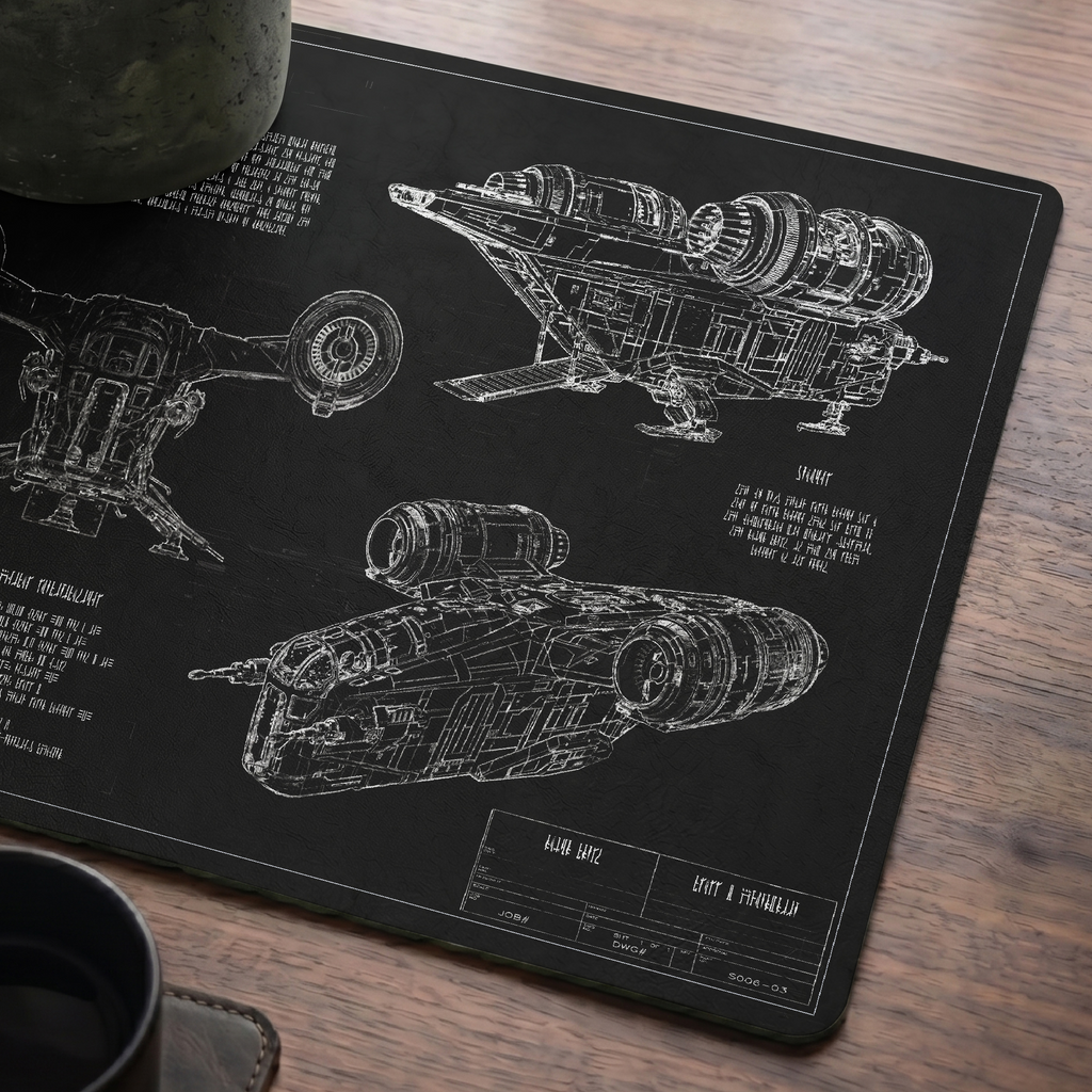 Razor Crest Blueprint Desk Mat - Star Wars Office Accessory Father's Day Gift