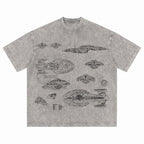 USS Voyager Schematic Wash Tee - Sci-fi Movies Vintage Wash T-shirt