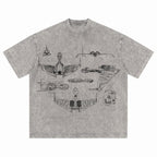 Klingon Starship Schematic Wash Tee - Sci-fi Movies Vintage Wash T-shirt