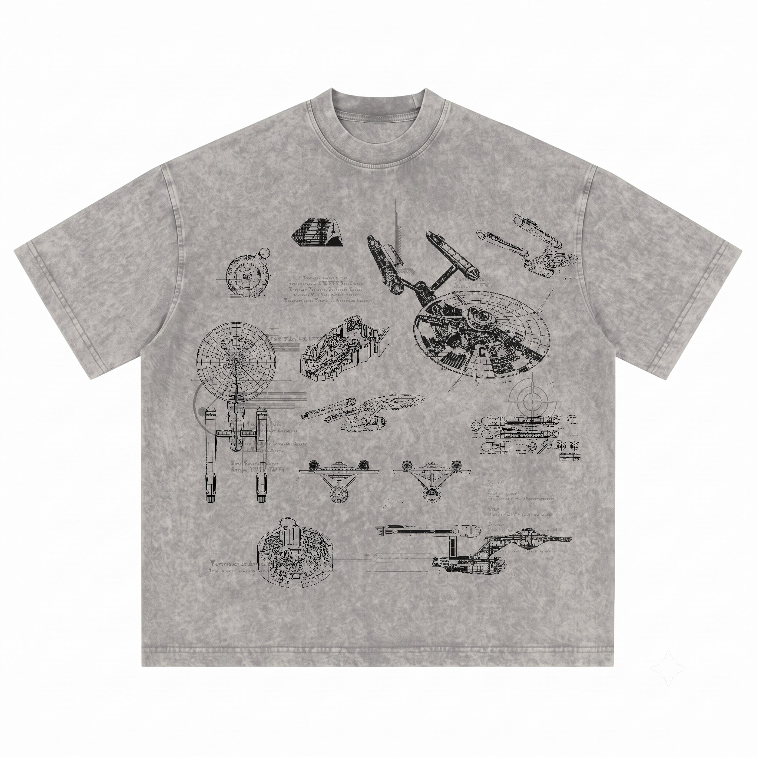USS Enterprise NCC-1701 Schematic Wash Tee - Sci-fi Movies Vintage Wash T-shirt