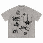 T-65B X-Wing Starfighter Schematic Wash Tee - Galactic Vintage Wash T-shirt