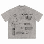 Skywalker Lightsaber Schematic Wash Tee - Galactic Vintage Wash T-shirt