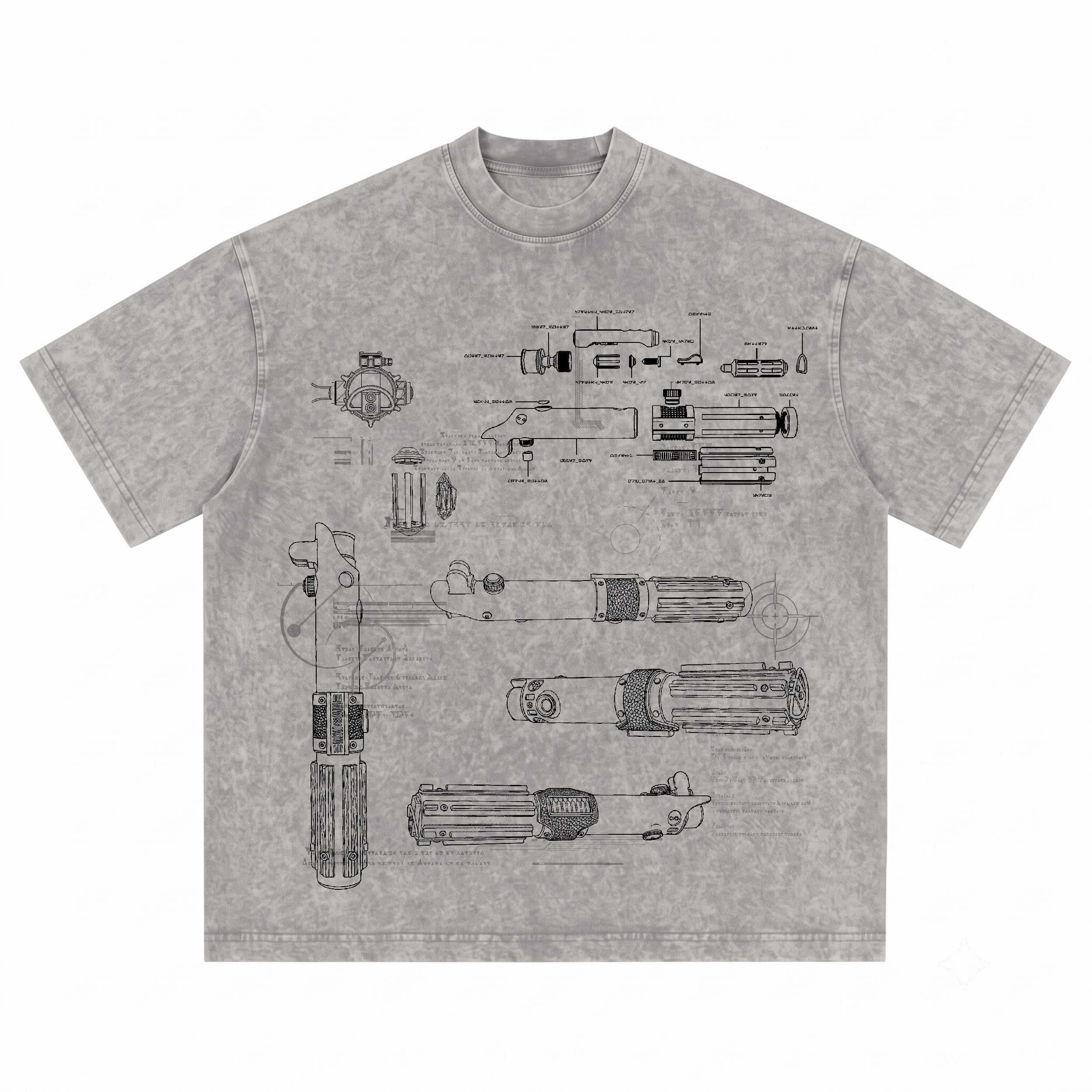 Skywalker Lightsaber Schematic Wash Tee - Galactic Vintage Wash T-shirt