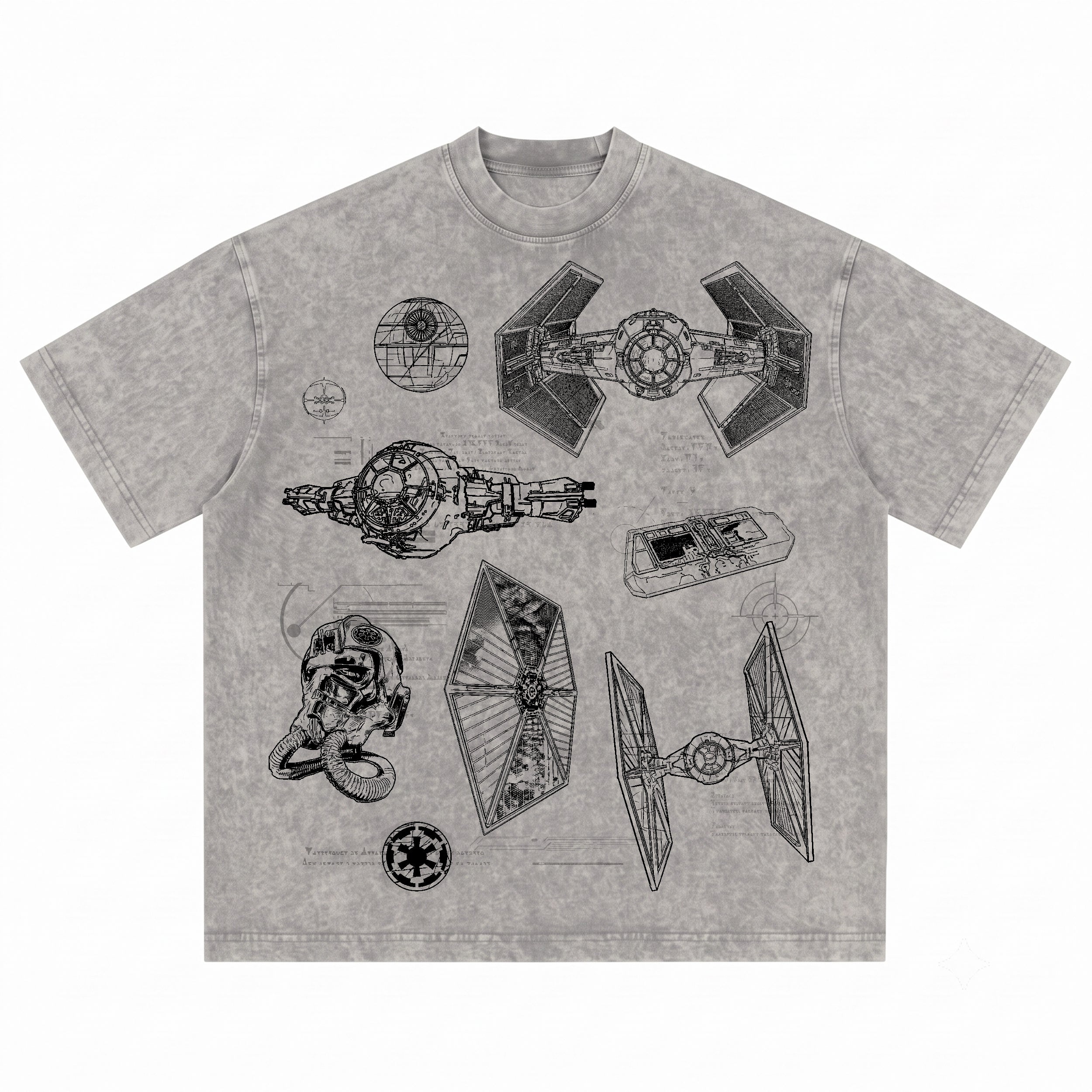 TIE Fighter Schematic Wash Tee - Galactic Vintage Wash T-shirt