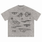 NCC-1701-D USS Enterprise Schematic Wash Tee - Sci-fi Movies Vintage Wash T-shirt