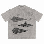 Imperial I-Class Star Destroyer Schematic Wash Tee - Galactic Vintage Wash T-shirt