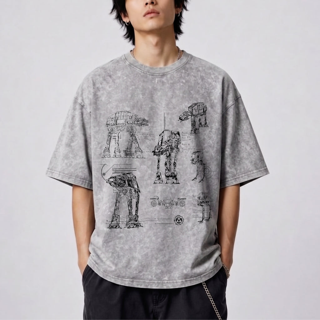 AT-AT Schematic Wash Tee - Galactic Vintage Wash T-shirt