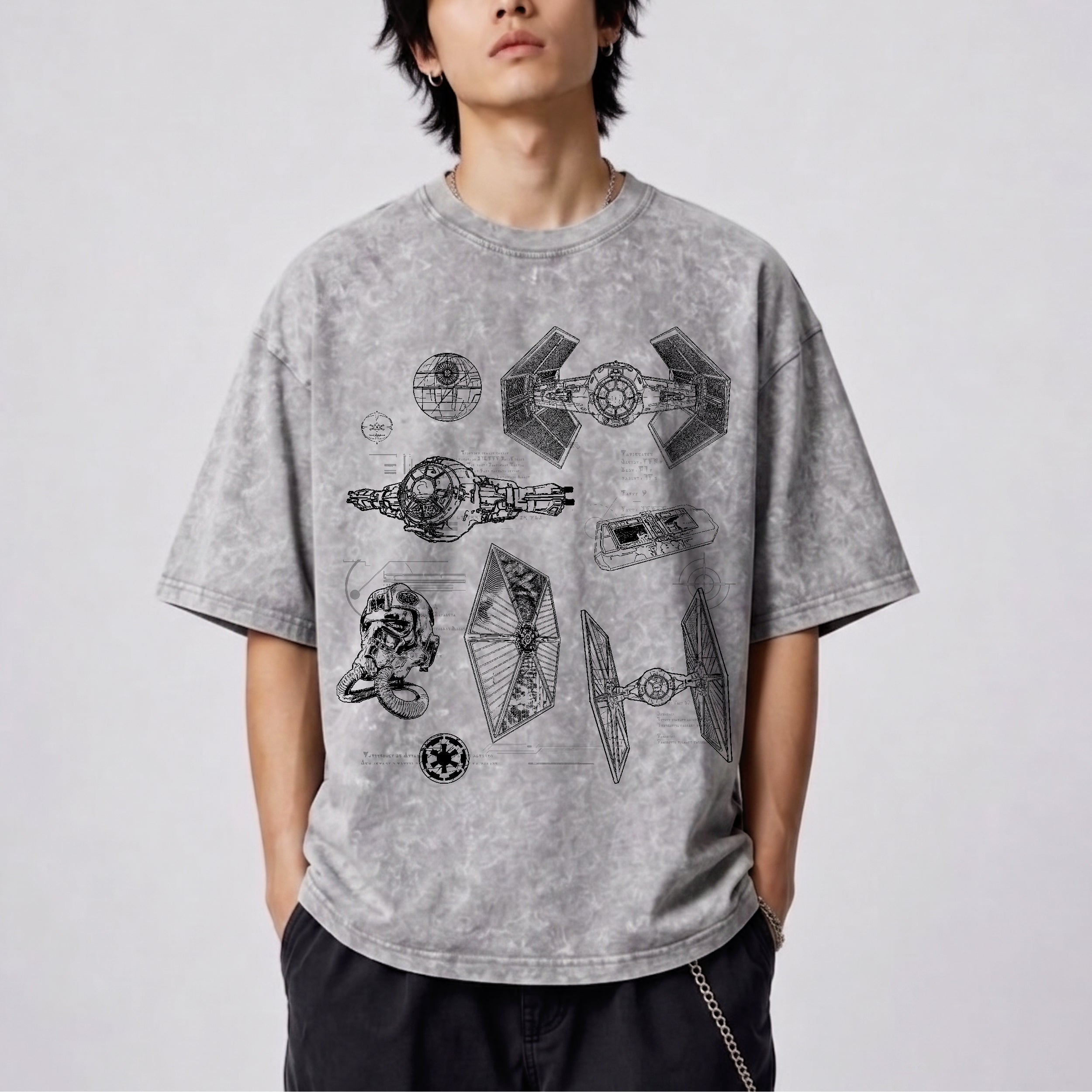 TIE Fighter Schematic Wash Tee - Galactic Vintage Wash T-shirt