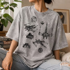 T-65B X-Wing Starfighter Schematic Wash Tee - Galactic Vintage Wash T-shirt
