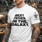 Custom Best Father In The Galaxy Name in Aurebesh and Mando'a Sleeve Printed Shirt - Personalized Father's Day Shirt