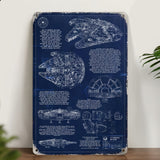 Millennium Falcon Blueprint Vintage Metal Sign - Vintage Home Decor Gifts for Fans